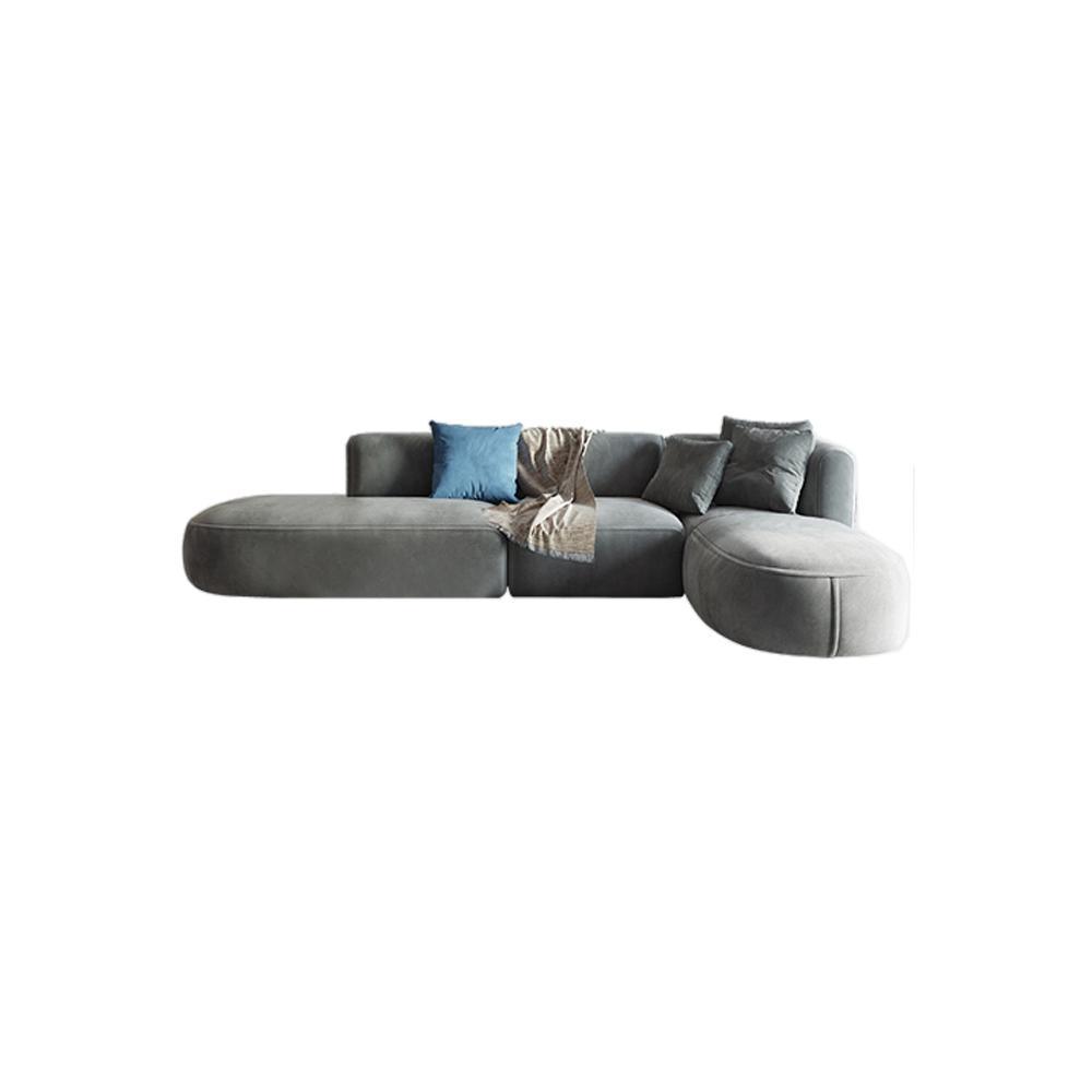 FIN Four Seater Sofa, Four Seater Corner Sofa, Grey Velvet with grey corner sofas