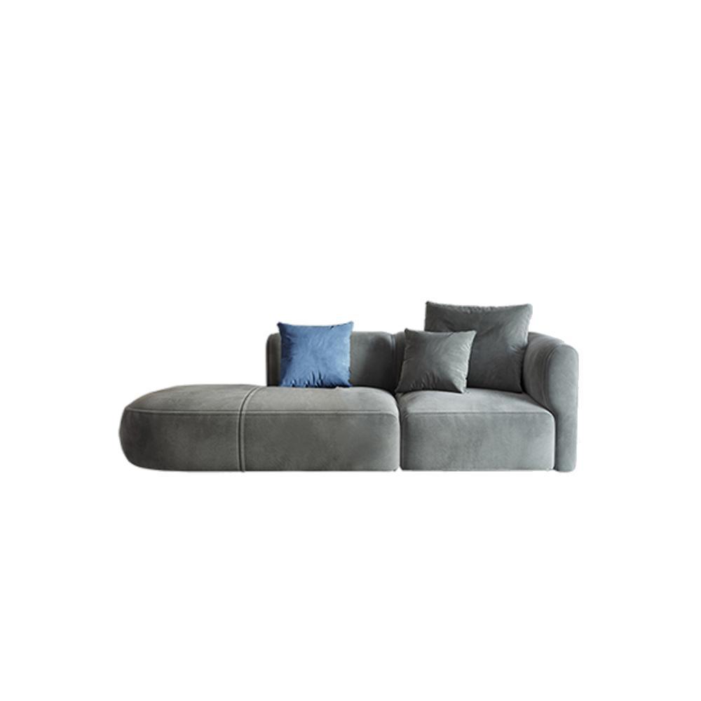 FIN Four Seater Sofa, Four Seater Corner Sofa, Grey Velvet with grey corner sofa bed