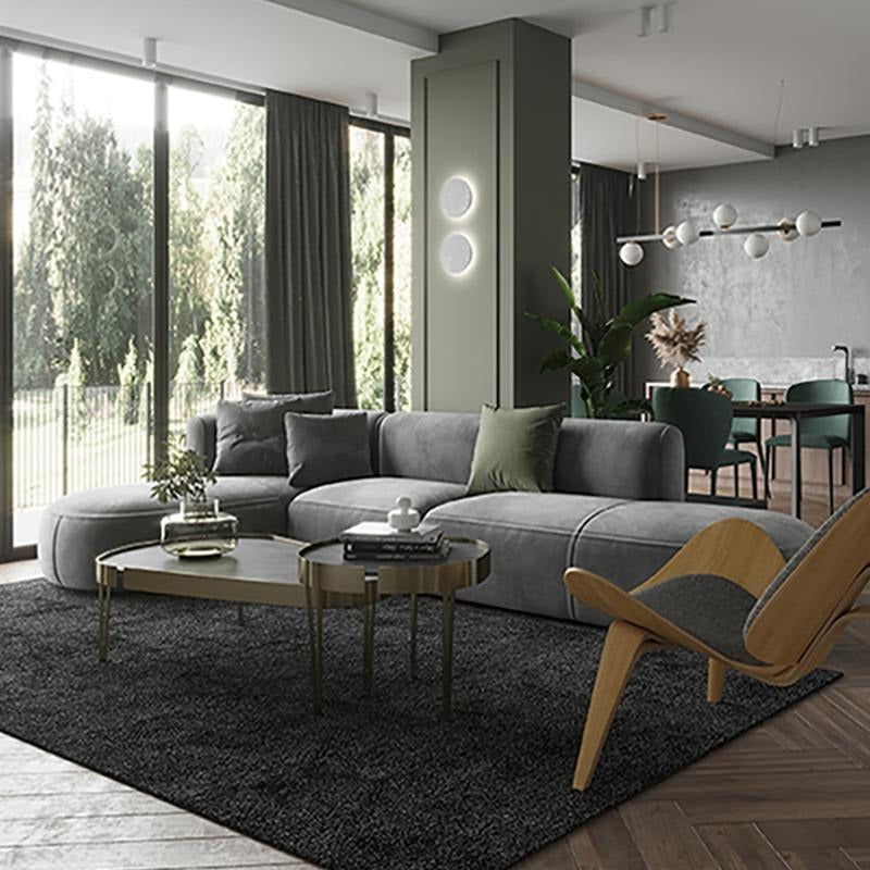 FIN Four Seater Sofa, Four Seater Corner Sofa, Grey Velvet with leather corner sofas