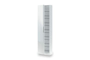Giovanni Artic White Tall Shoe Cabinet 1 Mirrored Door 14-16 Pairs - 3228