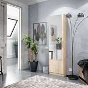 Giovanni Oak Effect Tall Shoe Cabinet 1 Mirrored Door 14-16 Pairs - 3237