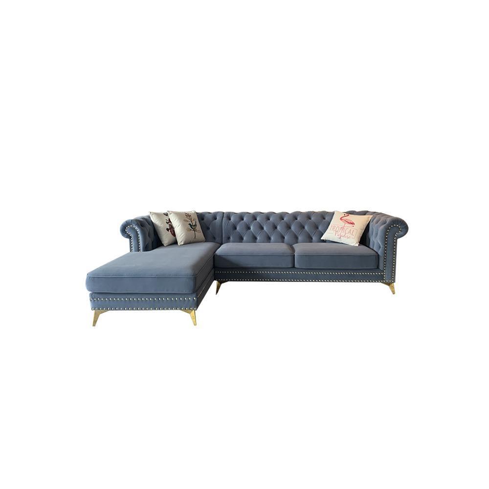 Glamour Three Seater Corner Sofa, Velvet in a lifestyle setting with black corner sofa bed