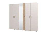 Granada Cashmere And Artisan Oak Effect Mirrored 5 Door Wardrobe - 11013695