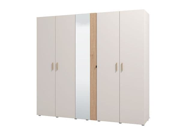 Granada Cashmere And Artisan Oak Effect Mirrored 5 Door Wardrobe - 11013695