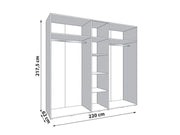 Granada Cashmere And Artisan Oak Effect Mirrored 5 Door Wardrobe - 11013695