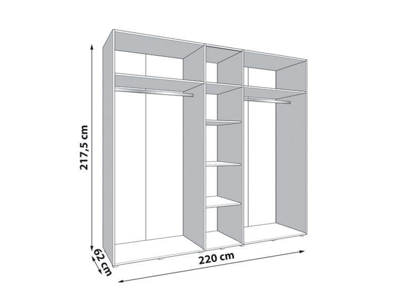Granada Cashmere And Artisan Oak Effect Mirrored 5 Door Wardrobe - 11013695