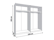 Granada Cashmere And Artisan Oak Effect Sliding Door Wardrobe 220cm - 11013694