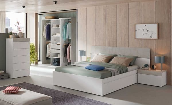 Guadalupe Large Concrete Grey and White Open Door Wardrobe - 3200