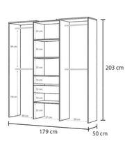 Guadalupe Large Concrete Grey and White Open Door Wardrobe - 3200