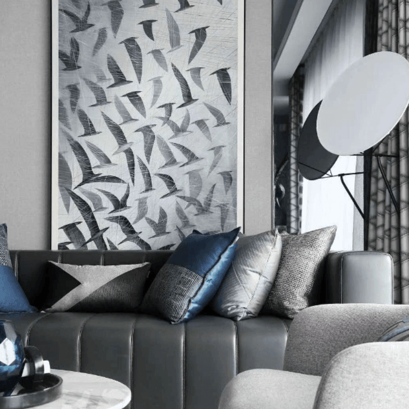 Guti Blue Velvet Cushion, 50 x 50cm-Weilai Concept-Weilai Concept
