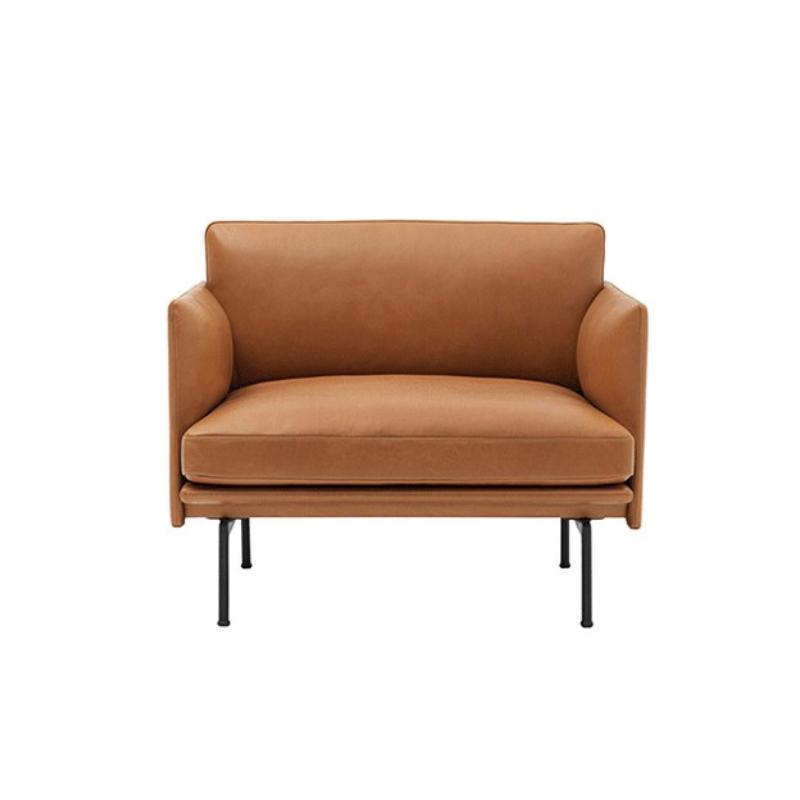 Muuto Outline Style Armchair, 2 Seater, Leather-Weilai Concept-Weilai Concept