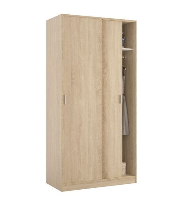 Hansen Canadian Oak Effect Small Narrow Sliding 2 Door Wardrobe - 3211