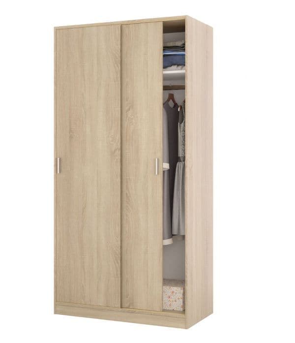 Hansen Canadian Oak Effect Small Narrow Sliding 2 Door Wardrobe - 3211