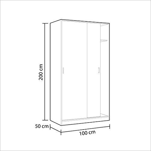Hansen Canadian Oak Effect Small Narrow Sliding 2 Door Wardrobe - 3211