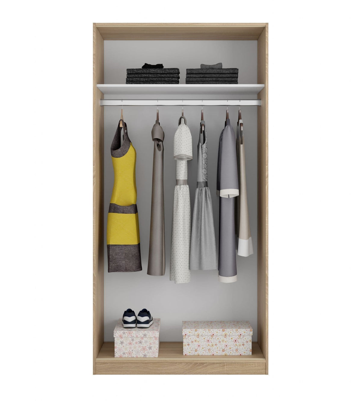 Hansen Canadian Oak Effect Small Narrow Sliding 2 Door Wardrobe - 3211