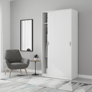Hansen White Small Narrow Sliding 2 Door Wardrobe - 3207