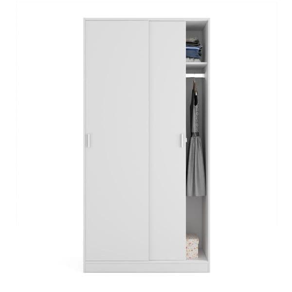 Hansen White Small Narrow Sliding 2 Door Wardrobe - 3207