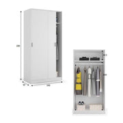 Hansen White Small Narrow Sliding 2 Door Wardrobe - 3207