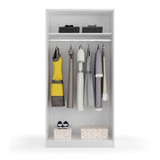 Hansen White Small Narrow Sliding 2 Door Wardrobe - 3207