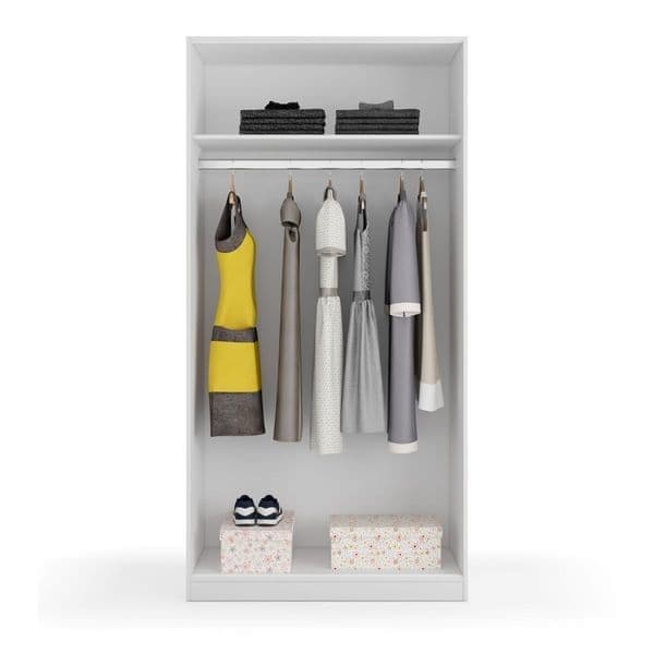 Hansen White Small Narrow Sliding 2 Door Wardrobe - 3207
