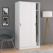 Hansen White Small Narrow Sliding 2 Door Wardrobe - 3207