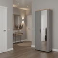 Havertz Grey And Artisan Oak Slim Narrow Shallow Depth Mirrored Wardrobe - 11011371