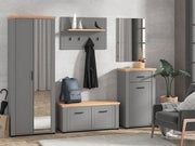 Havertz Grey And Artisan Oak Slim Narrow Shallow Depth Mirrored Wardrobe - 11011371