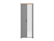 Havertz Grey And Artisan Oak Slim Narrow Shallow Depth Mirrored Wardrobe - 11011371
