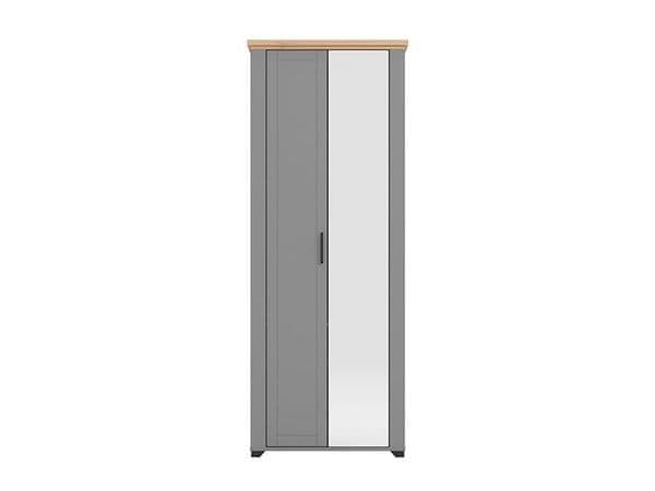 Havertz Grey And Artisan Oak Slim Narrow Shallow Depth Mirrored Wardrobe - 11011371