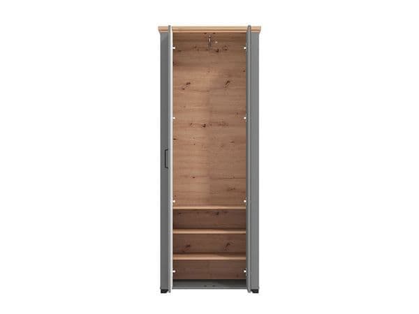 Havertz Grey And Artisan Oak Slim Narrow Shallow Depth Mirrored Wardrobe - 11011371