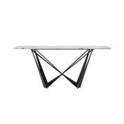 Helix Dining Table Set, Sintered Stone, side view of dining table and chair
