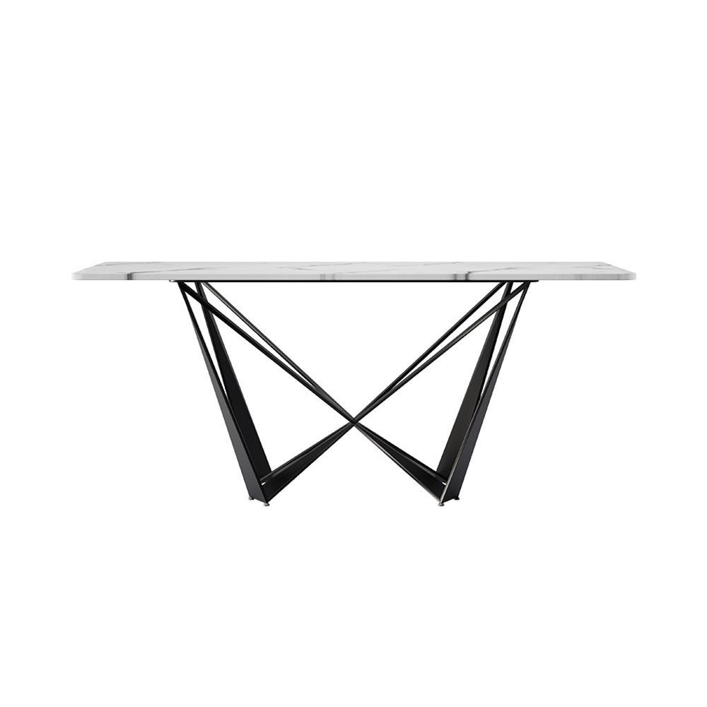 Helix Dining Table Set, Sintered Stone, side view of dining table and chair