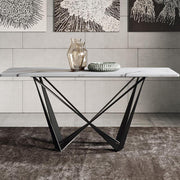 Helix Dining Table Set, Sintered Stone with oak dining table