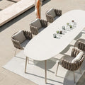 Vallee Rattan Dining Chair, Outdoor, White Metal + Beige Cushions, For Display x 1-Weilai Concept-Weilai Concept