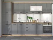 Hudson Grey And Oak Effect Tall 60cm 3 Door Kitchen Larder Unit Pantry Cupboard - 11012281