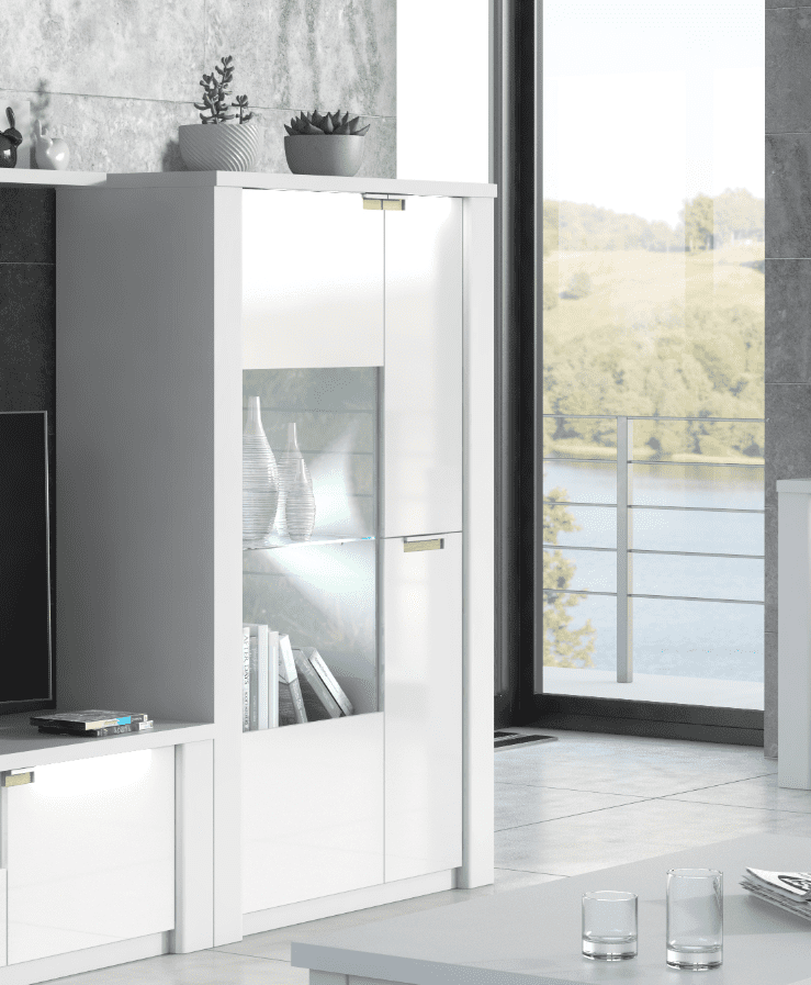 Ice White High Gloss Wide Display Unit P9RXAR22 - 2911