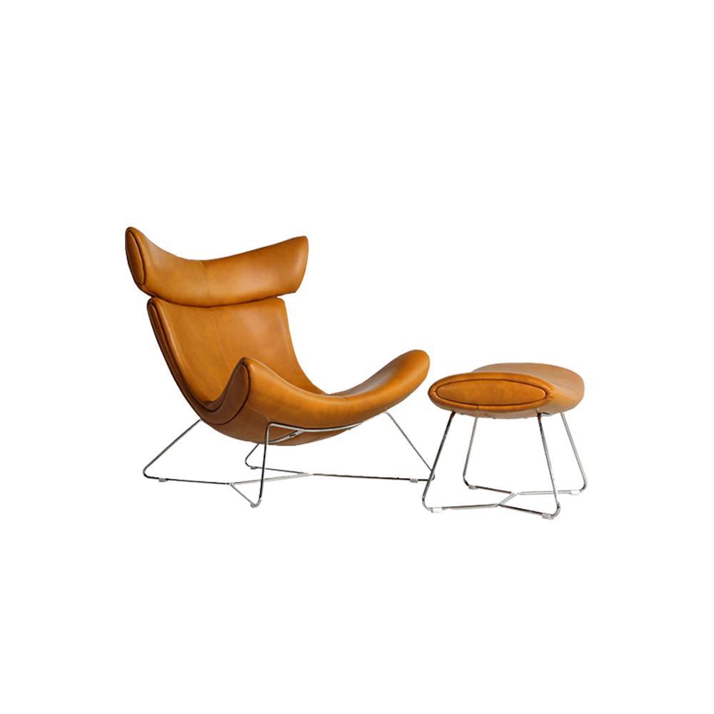 Imola Chair And Ottoman, Brown with Frame Base, Clearance-Weilai-Weilai Concept