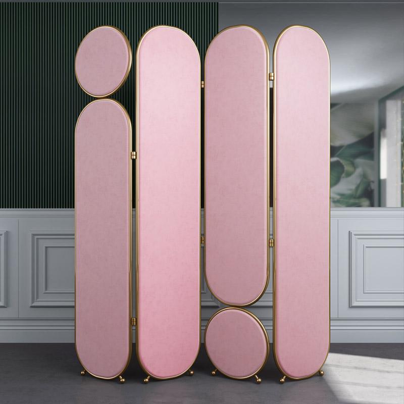 Georgia Folding Screen, Room Divider, Pink/Grey/Green/Blue-Weilai-Weilai Concept