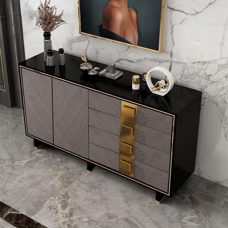 Large Sideboard, Grey & Gold in a lifestyle setting with slimline sideboard