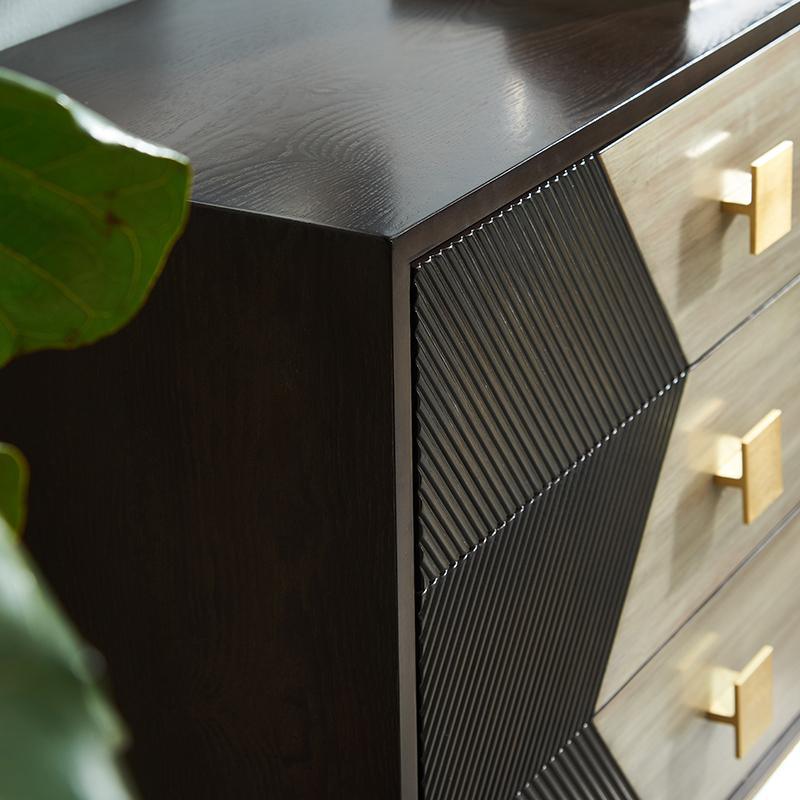 Detail view of Storage Sideboard, Oak & Gold with sideboard oak