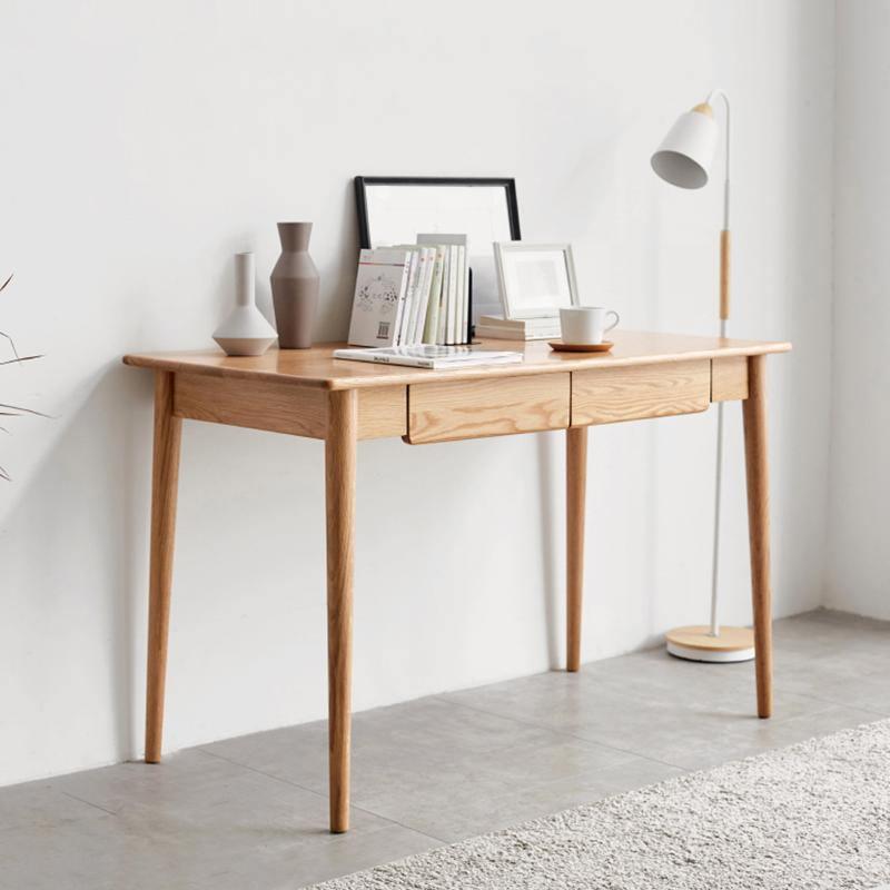 Detail view of Isa Office Desk, Ash with office foot rest under desk