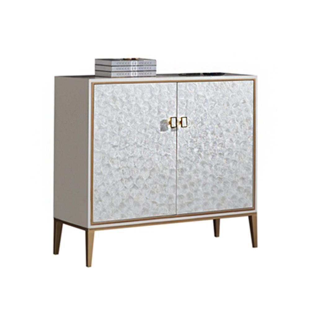 Justine Sideboard, White in a lifestyle setting with mahogany sideboard