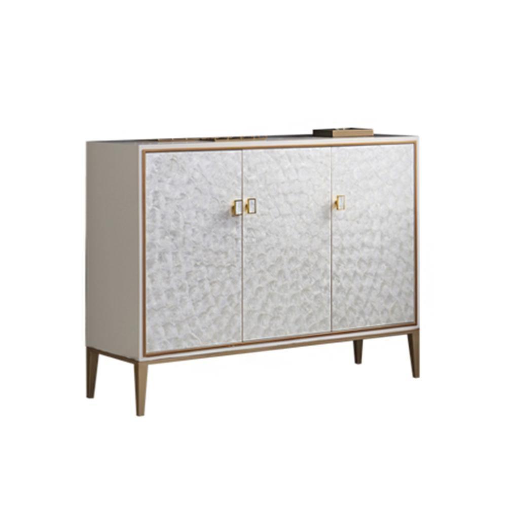 Justine Sideboard, White, side view of large oak sideboard