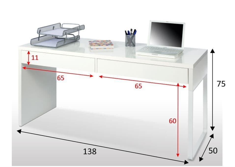 Kuba Artic White Desk With Drawers - 2489