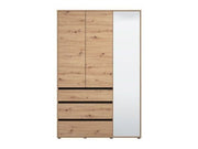Kyoto Artisan Oak Effect 3 Door 3 Drawer Mirrored Wardrobe - 11014106