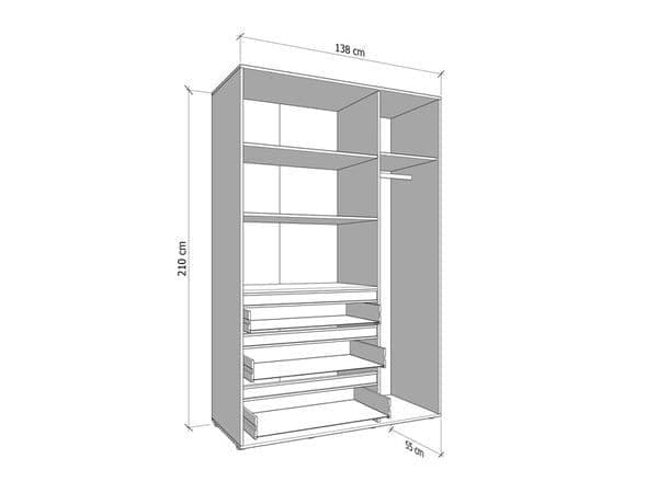 Kyoto Artisan Oak Effect 3 Door 3 Drawer Mirrored Wardrobe - 11014106
