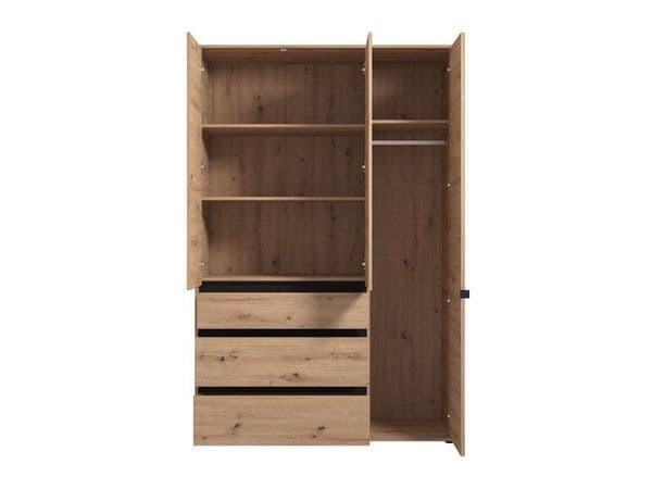 Kyoto Artisan Oak Effect 3 Door 3 Drawer Mirrored Wardrobe - 11014106