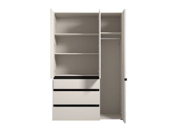 Kyoto Cashmere 3 Door 3 Drawer Mirrored Wardrobe - 11014290