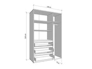 Kyoto Cashmere 3 Door 3 Drawer Mirrored Wardrobe - 11014290