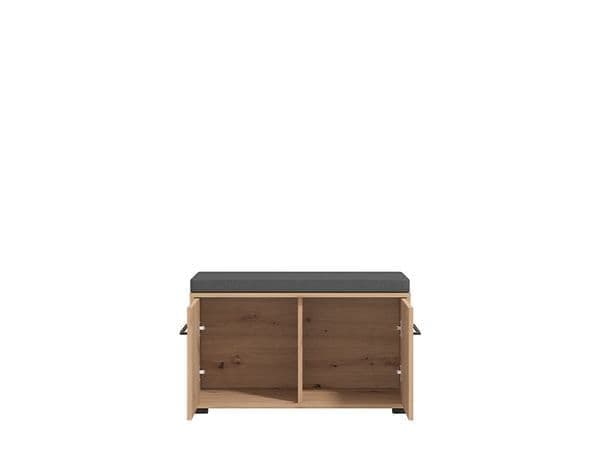 Lazlo Slatted Artisan Oak Effect Hallway Storage Bench - 11013432
